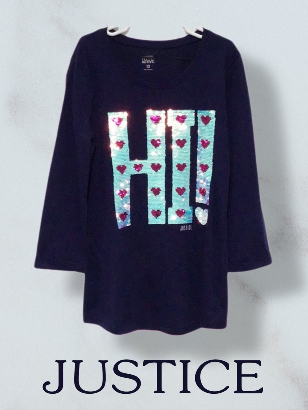 JUSTICE Reversible Sequins Shirt Size 12 NWOT